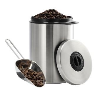 Rustfri ståldåse til 1 kg kaffebønner, med ske - Xavax