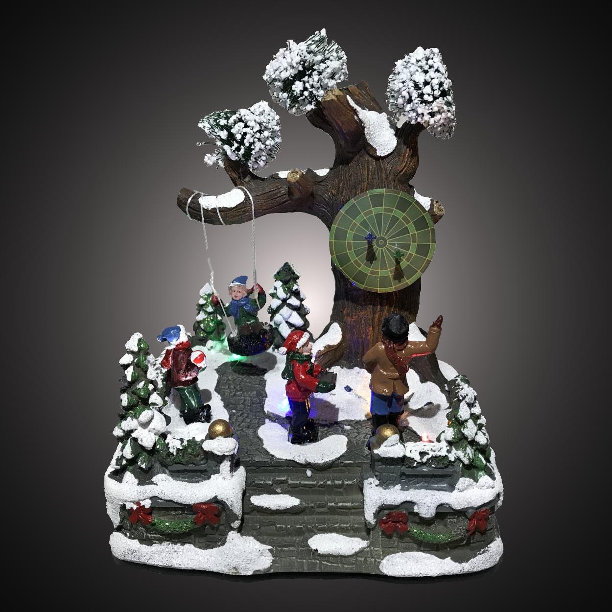 Julehus - led-julelys indendørs - 7 lys - 16,5 x 16 x 23 cm - flerfarvet