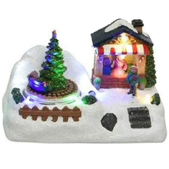 Julehus - led-julelys indendørs - 7 lys - 10 x 18 x 12 cm - flerfarvet - 3x AA