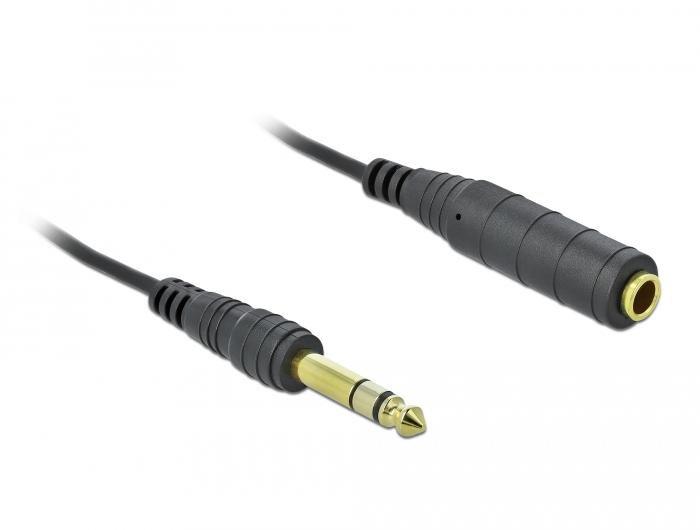 Delock Spiralforlængerkabel 6,35 mm 3-polet Jack-stik til Jack - Delock