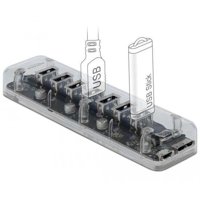 USB A + micro B hub - 7 porte - Delock