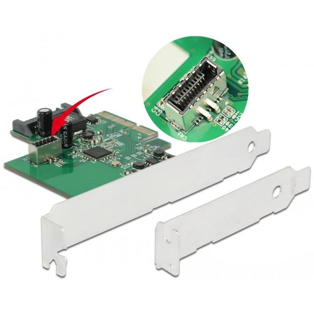 Delock PCI Express kort til 1 x intern USB 3.2 Gen 2 Key A 20-polet hun-stik