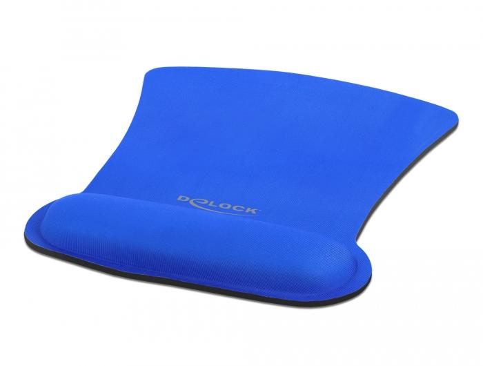 Delock Ergonomisk musemåtte med håndledsstøtte Blå 255 x 207 mm - Delock