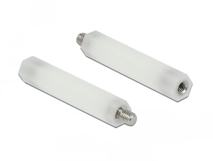 Delock afstandsholder M5 x M4, sekskant, indvendig/udvendig, 50 mm natur - Delock