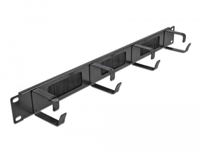 Delock 19″ Kabelstyringsbørstelister med 4 beslag 1 HE sort - Delock