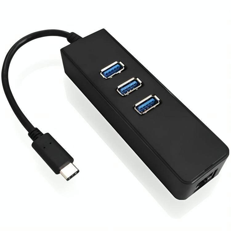 USB C hub med 3× USB A-porte og Ethernet-tilslutning