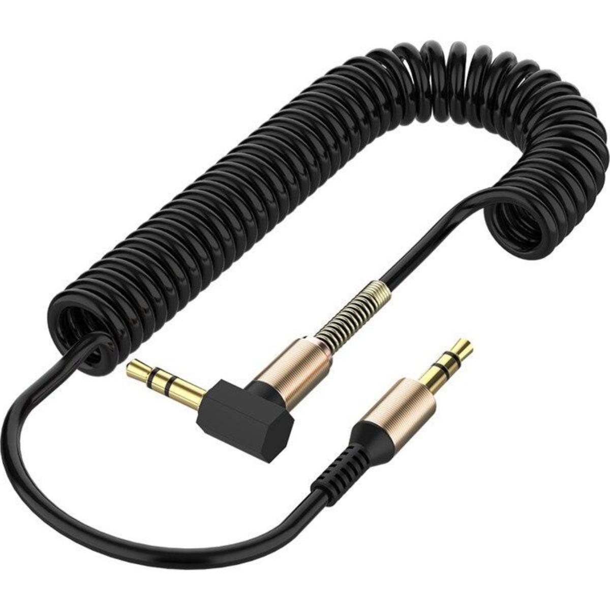 Jack-kabel - krøllet ledning - sort