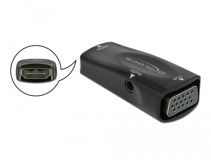 Delock Adapter HDMI-A Hun til VGA Hun 1080p med Lyd - Delock