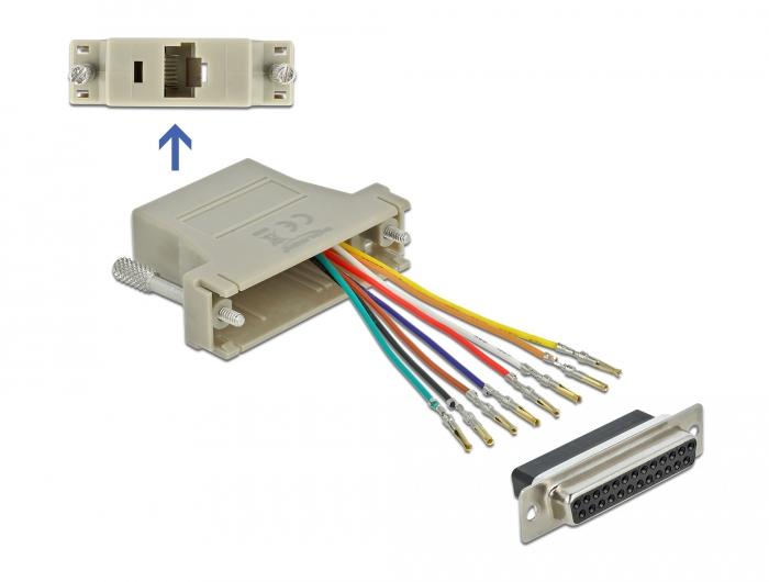 Delock Adapter Sub-D 25 Pin Hun til RJ45 Hun Montagese - Delock