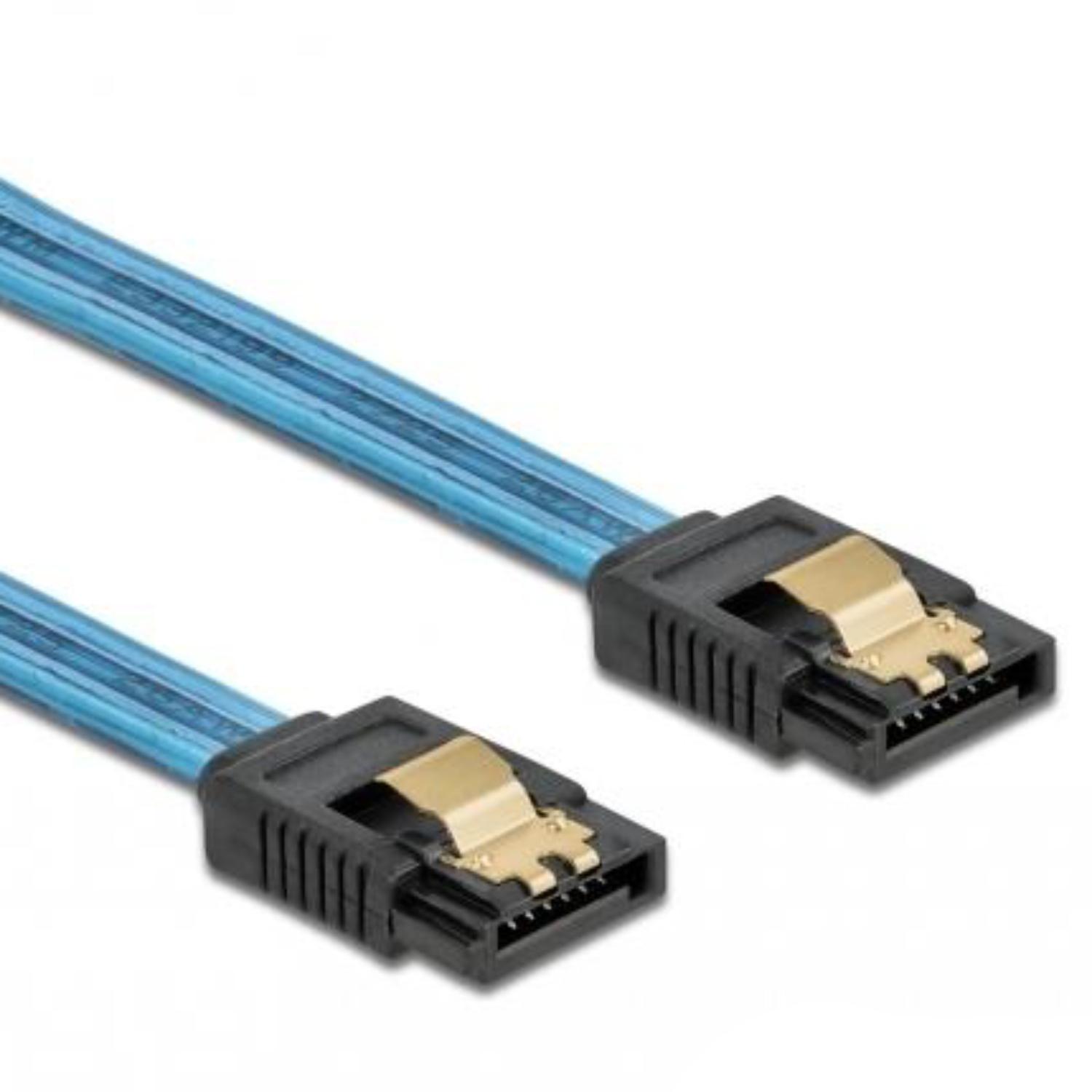 Delock SATA 6 Gb/s Kabel UV lyseblå 30 cm - Delock