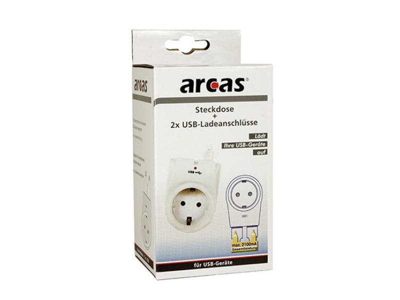 Arcas Mellemstegstik med max. 2100mA USB-ladeudtag Detailhandel - Arcas