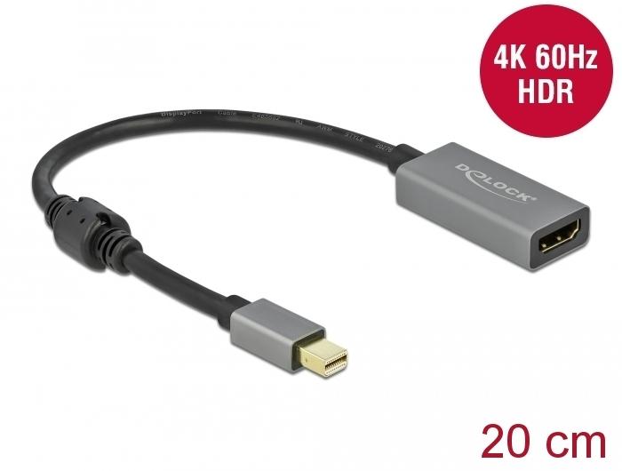 Delock Aktiv mini DisplayPort 1.4 til HDMI adapter 4K 60 Hz (HDR) - Delock