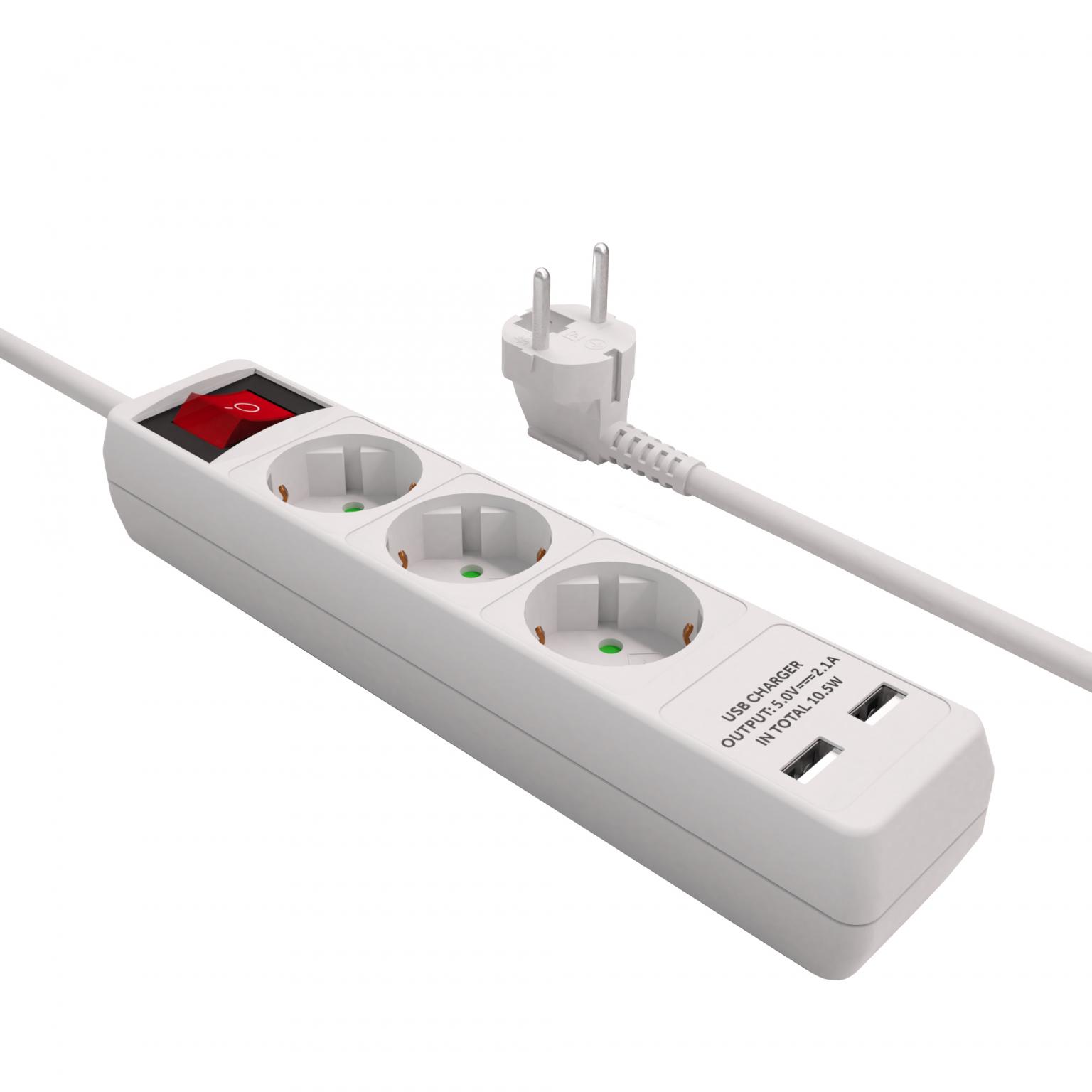 Stikdåse - 3-vejs - USB