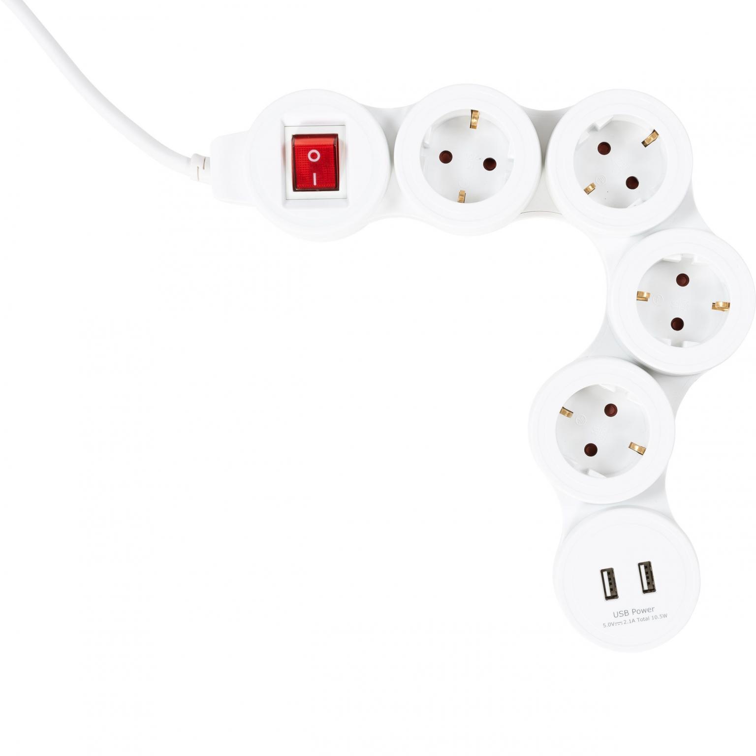 Stikdåse - 4-vejs - USB - Allteq