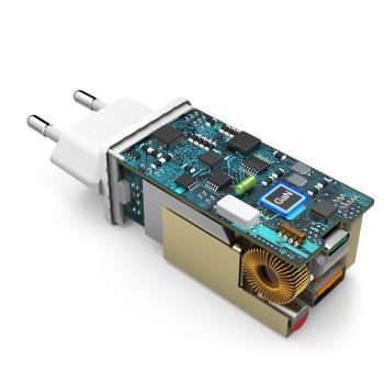Hurtiglader, GaN, 1x USB-C PD, 1x USB-A QC, minilader, 65 W, hvid - Hama
