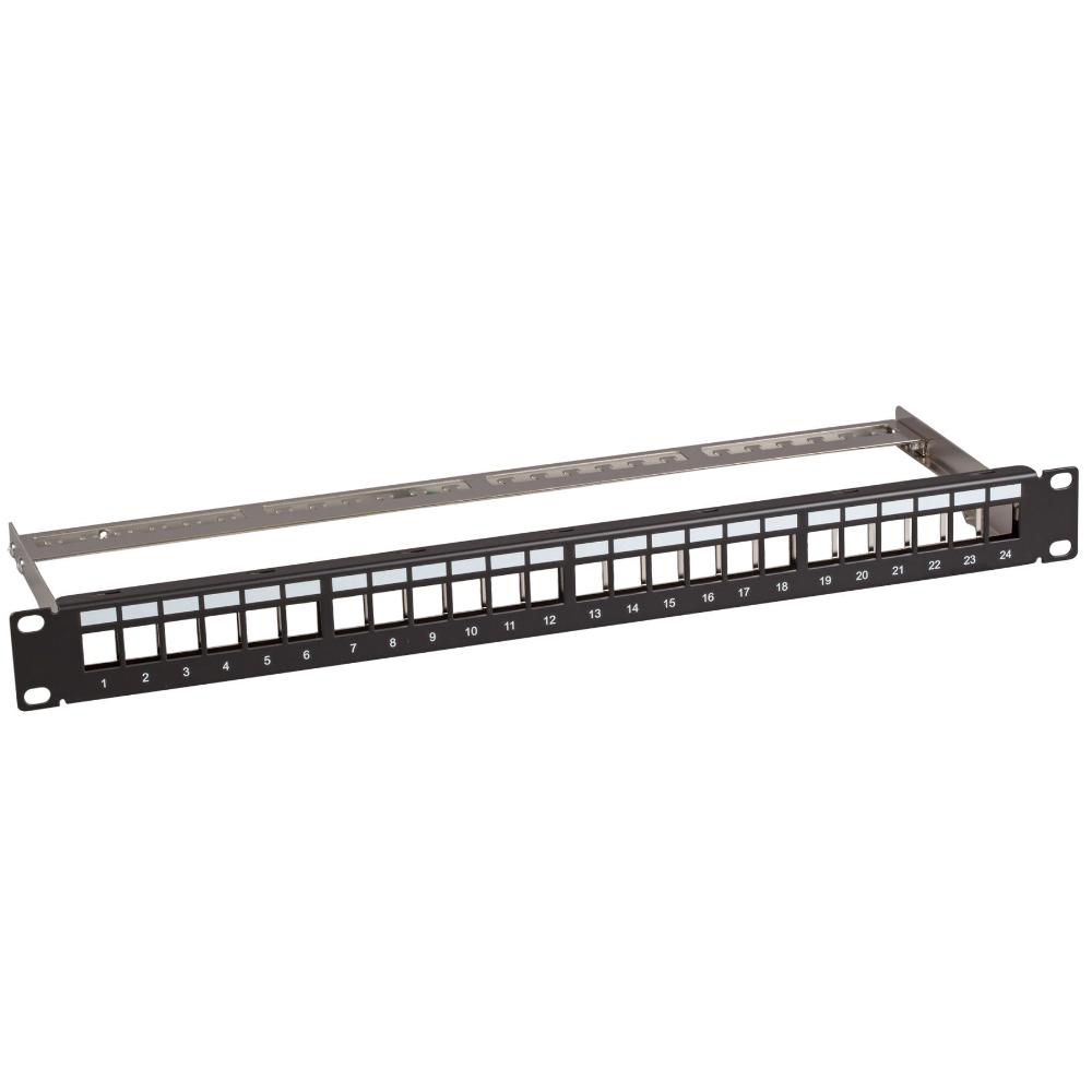 24-ports fordelingspanel med 2x keystone slimline Cat6a