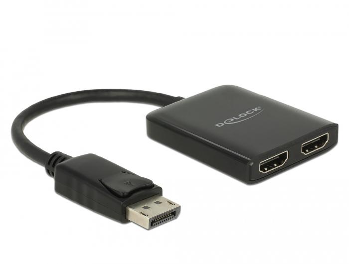 Delock DisplayPort 1.4 Splitter 1 x DisplayPort til 2 x HDMI MST - Delock