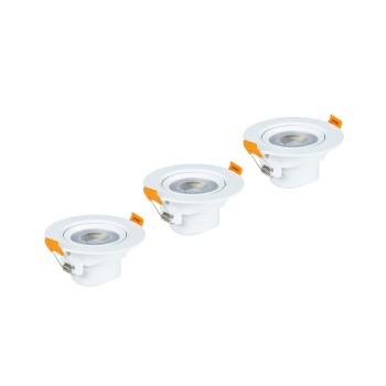 LED-spots, 3-sæt, 7W, 450lm, Lysfarve: varm hvid, Fatning: hvid - Xavax