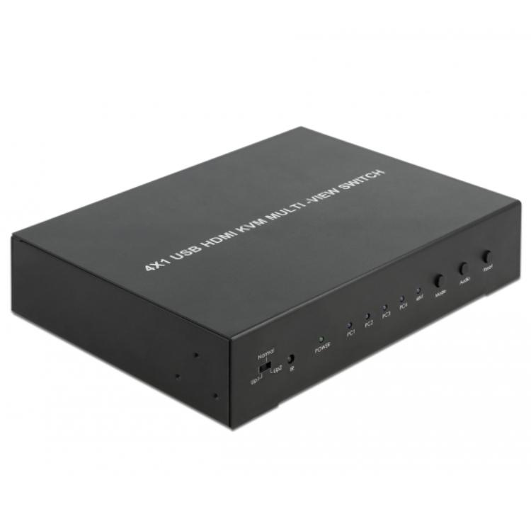 Delock KVM 4 i 1 Multiview Skifter 4 x HDMI med USB 2.0 - Delock