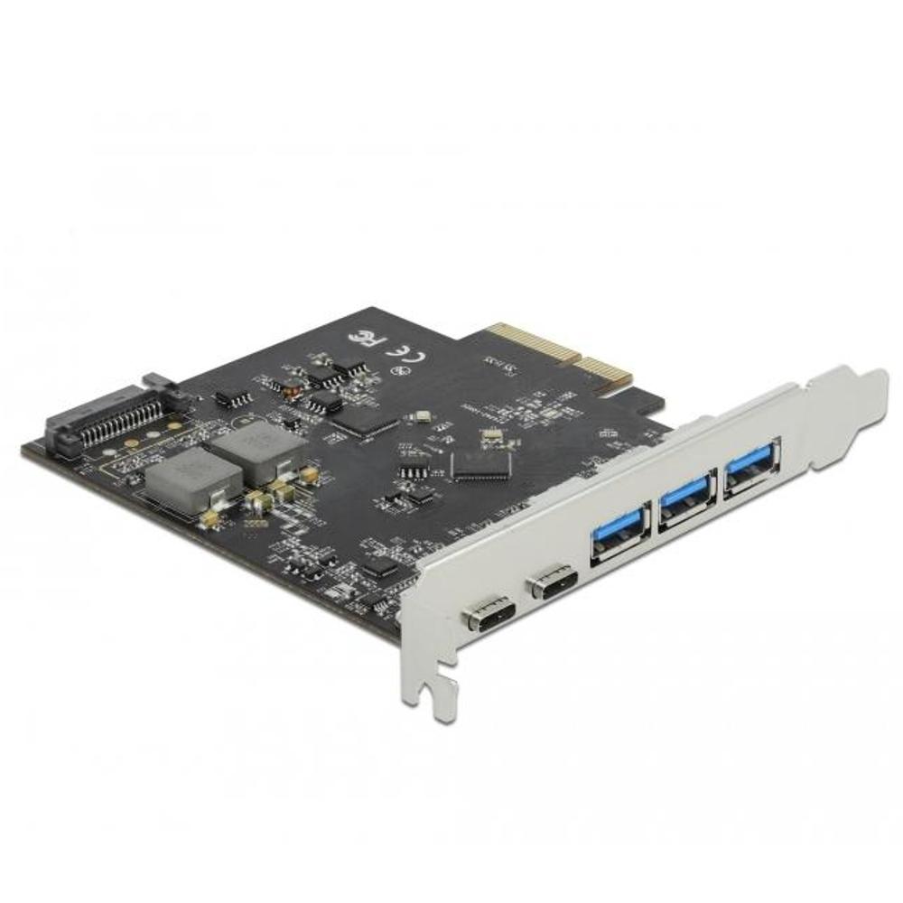 Delock PCI Express x4 kort til 2 x USB Type-C™ + 3 x USB Type-A - SuperSp - Delock