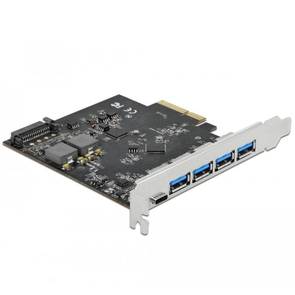 Delock PCI Express x4 kort til 1 x USB Type-C™ + 4 x USB Type-A - SuperSp - Delock