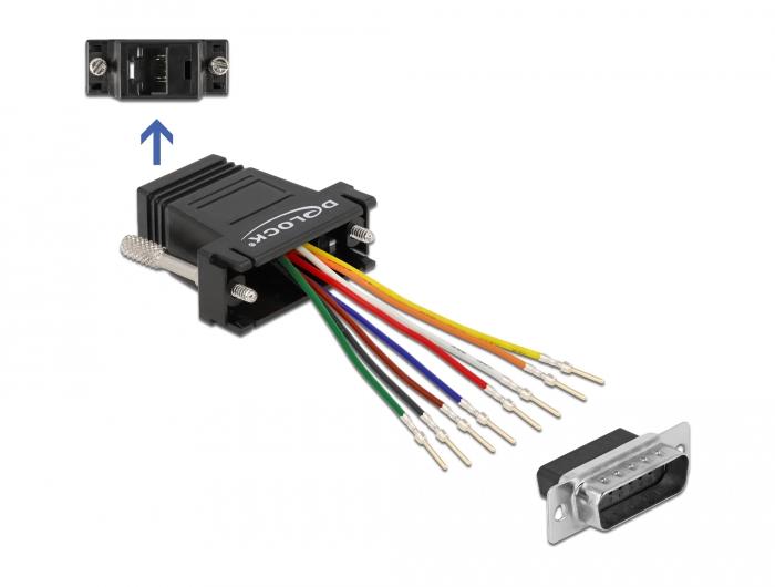 Delock Adapter D-Sub 15 Pin Stik til RJ45 Stik Montagesæt - Delock
