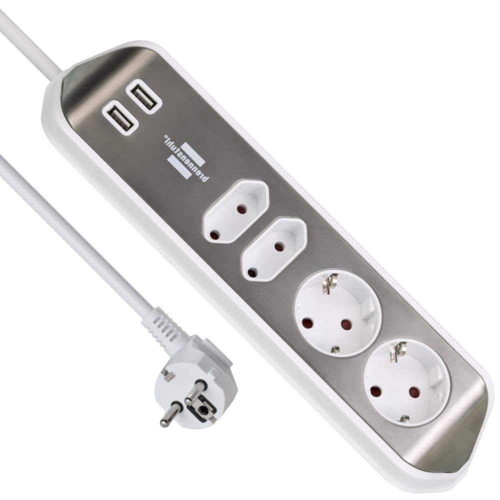 Stikdåse - 4-vejs - USB - Brennenstuhl
