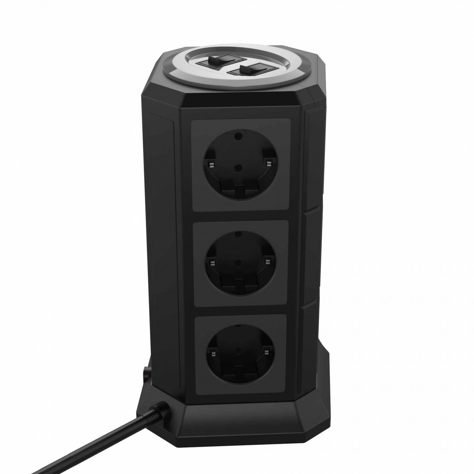 Stikkeståse - 12x stikkontakt 5x USB - stikdåse