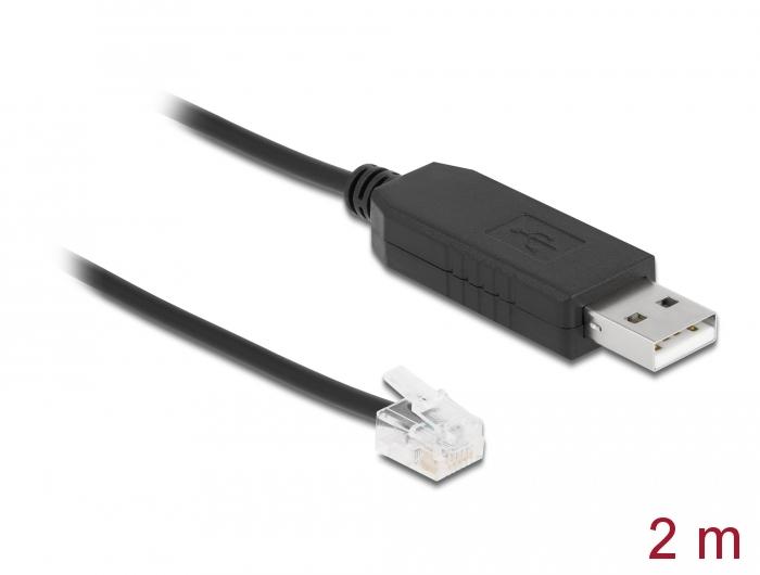 Delock Adapterkabel USB type-A til Seriell RS-232 RJ12 med ESD-beskyttelse - Delock