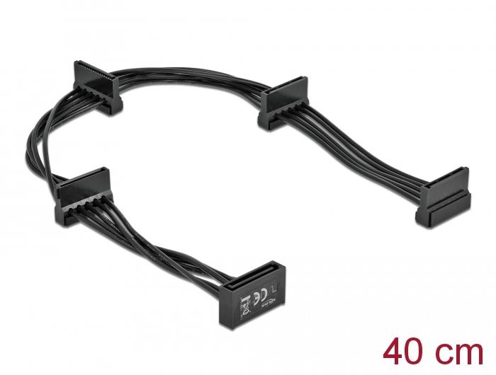 Delock Kabel Power SATA 15 Pins Stik > 4 x SATA 15 Pins Stikkontakt 40 cm sort - Delock