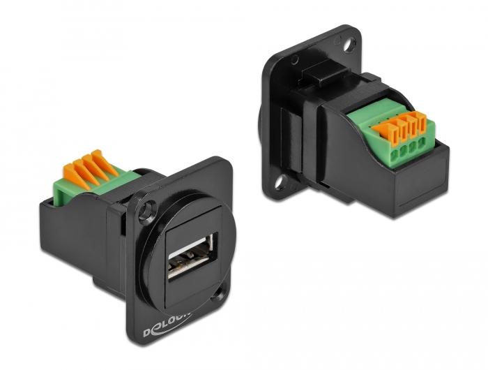 Delock D-type modul USB 2.0 type-A hun til klemmeblok - Delock