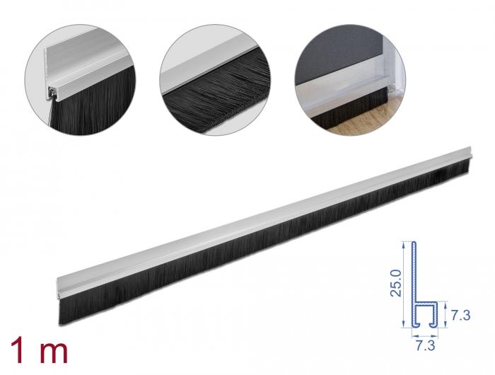 Delock børstelist 40 mm med aluminiumprofil lige - længde 1 m - Delock