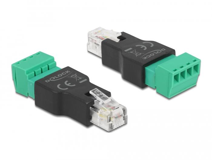Adapter RJ11/14 stikprop til klemmeblok 4-polet 2-delt - Delock