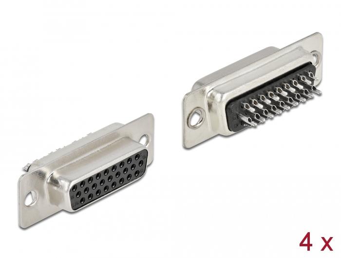 Delock D-Sub HD 26-polet stik Metal, Loddeversion, 4 stk - Delock