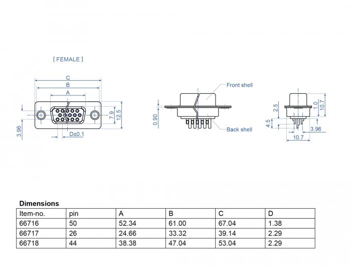 Delock D-Sub HD 26-polet stik Metal, Loddeversion, 4 stk - Delock