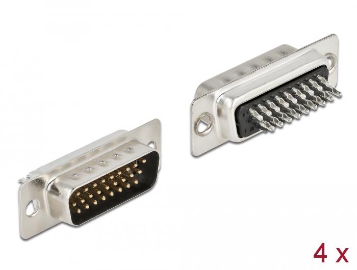 Delock D-Sub HD 26-polet stik Metal, Loddeversion, 4 stk - Delock