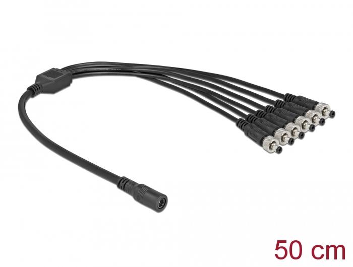 Delock DC-fordelerkabel 5,5 x 2,1 mm 1 x hun på 6 x stik skruet - Delock
