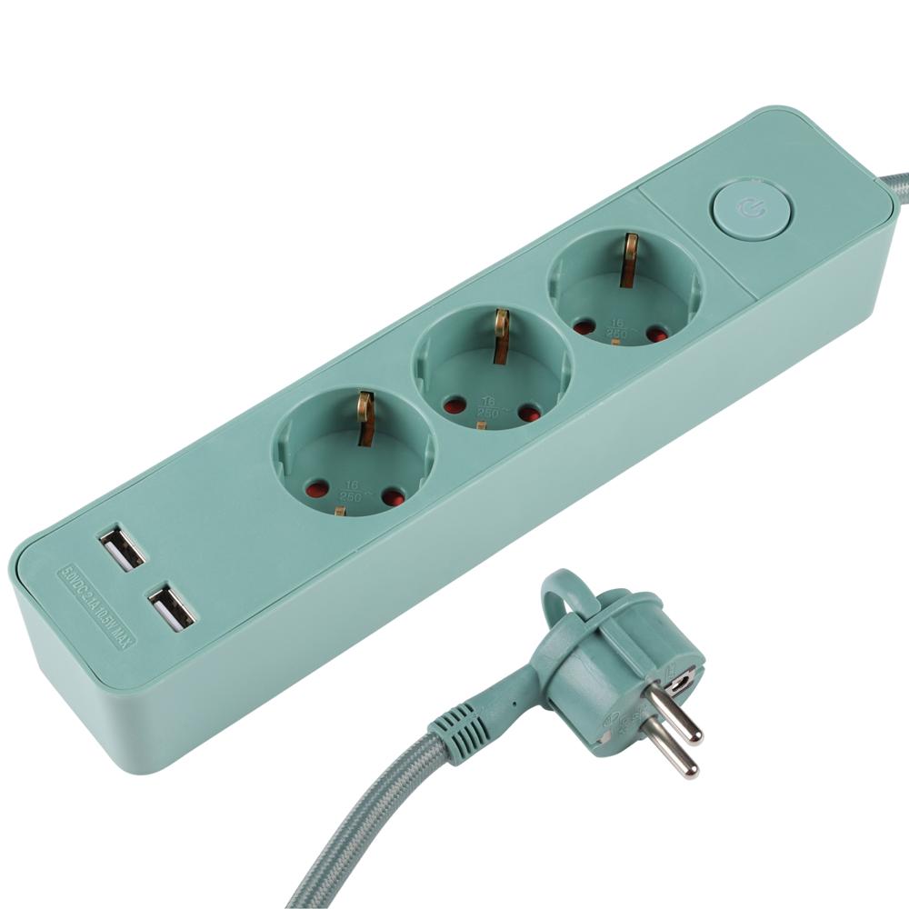 Stikdåse - 3-vejs - USB - Q-LINK