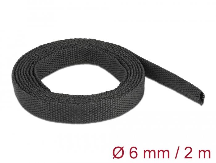 Delock Vævet krympestrømpe 2 m x 6 mm Krympeforhold 2:1 sort - Delock