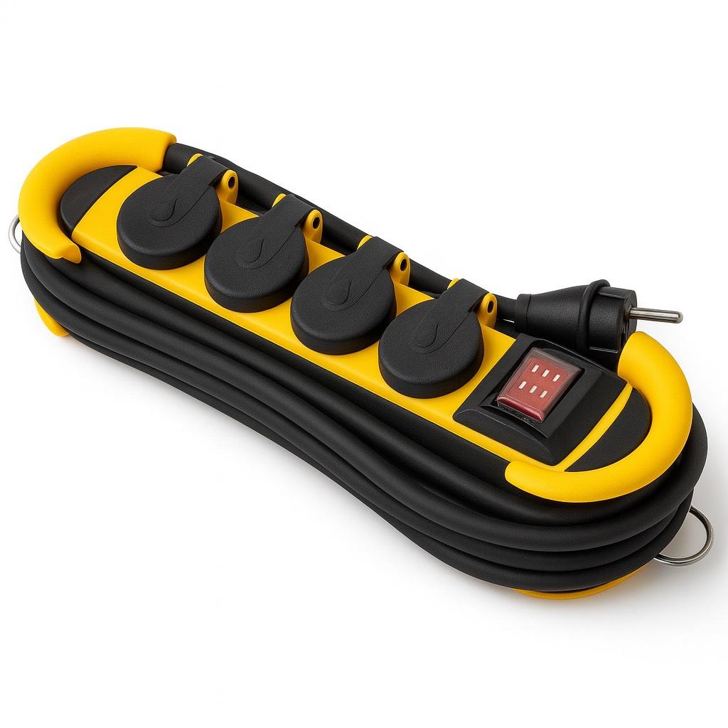Stikdåse Udendørs Schuko 4x - 230 V - 3000 W - 16A