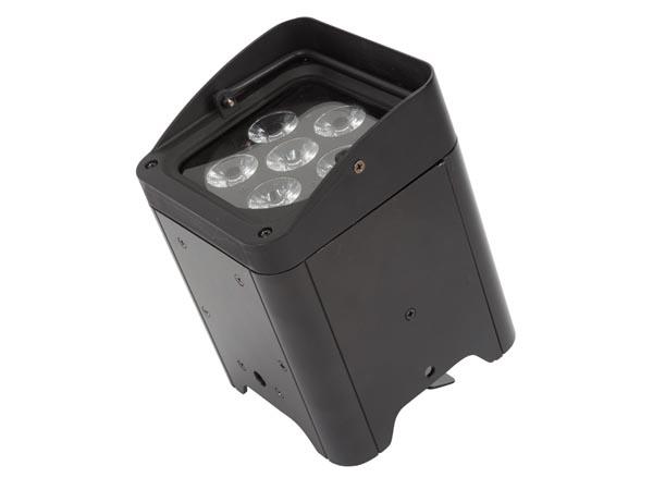 LED-GULVSPOT MED BATTERI - 6 x 12 W RGBWA-UV - SORT - HQ-Power