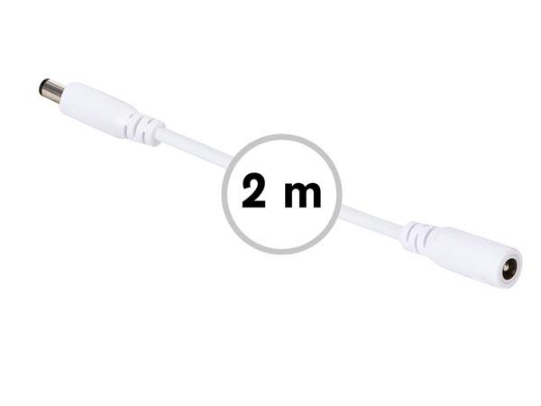 Forlængerkabel med DC-stik (stik-stikkontakt) - 2 m - HVID - HQ-Power