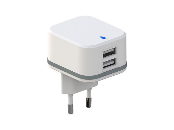 KOMPAKT LADEPUDDE MED 2 USB-FORBINDELSER - 5 V - 4,8 A maks. - 24 W maks. - HVID - HQ-Power