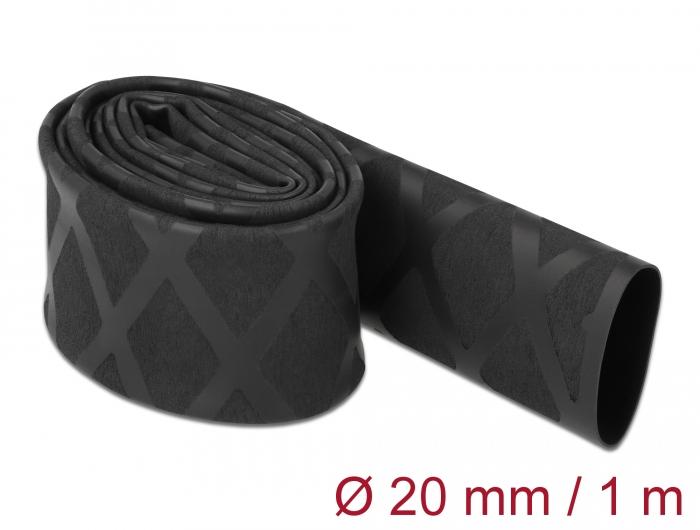 Delock Krympeflex X-mønster Skridsikker 1 m x 20 mm Sort - Delock