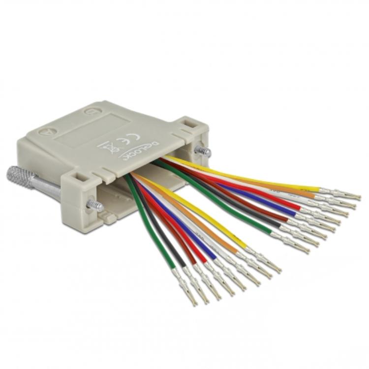 Delock D-Sub HD 44-polet crimp-stik til 2 x RJ45-stik med montagesæt - Delock