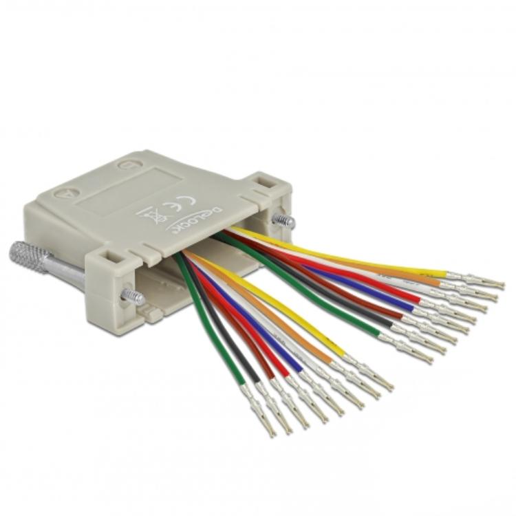 Delock D-Sub 25-polet Crimp-stik til 2 x RJ45-stik med beslag - Delock