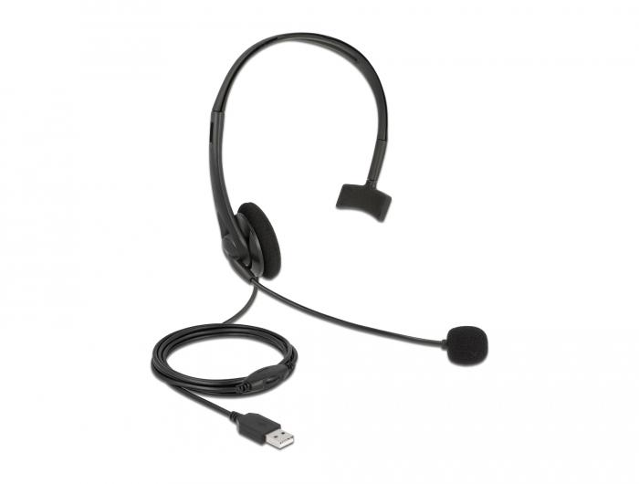 Delock USB-Mono-Headset med volumenkontrol til PC og bærbar - Ultra - Delock
