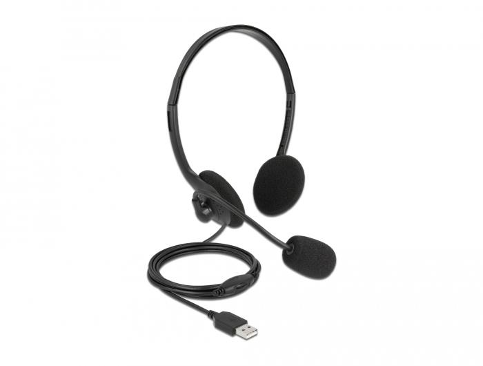 Delock USB-Stereoheadset med volumenkontrol til PC og bærbar - Ult - Delock