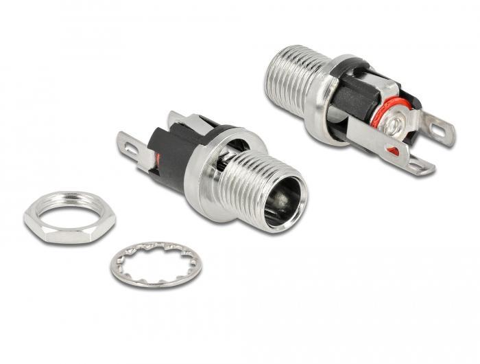 Delock Stikkontakt DC 5,5 x 2,1 x 12,0 mm Hul til installation, loddeversion - Delock