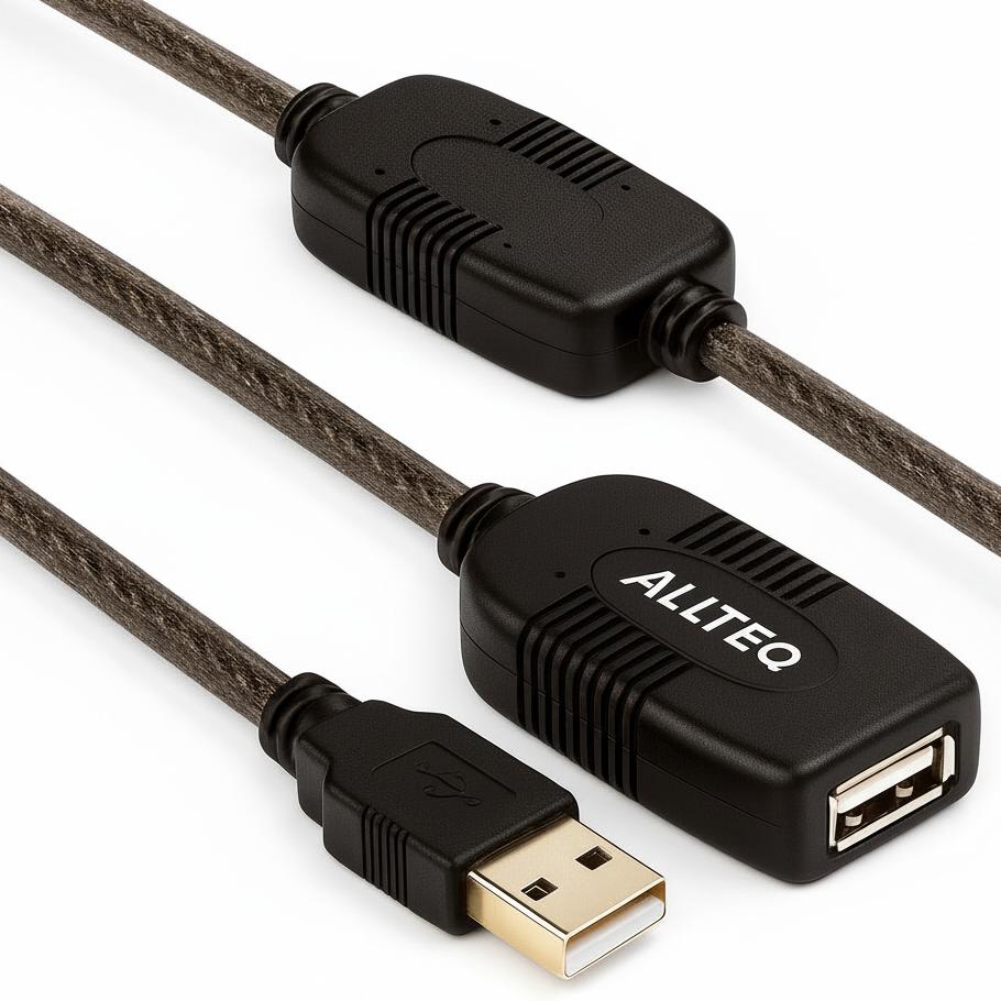 USB-kabel 10 meter med forstærker - Allteq
